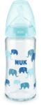 Nuk Стъклено шише със силиконов биберон NUK - First Choice, TC, 240 ml, 0-6 месеца, Синьо (10745121-Син)