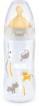 Nuk Шише с каучуков биберон NUK - First Choice, TC, 300 ml, Бежово (10741927-Бежов животни)