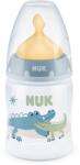 Nuk Шише Nuk First Choice - Temperature control, с каучуков биберон, 150 ml, синьо, крокодили (10743876-Син)