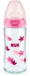 Nuk Стъклено шише със силиконов биберон NUK - First Choice, TC, 240 ml, 0-6 месеца, Розово (10745121-Розов)