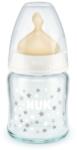 Nuk Стъклено шише с каучуков биберон NUK - First Choice, TC, 120 ml, 0-6 месеца, Бяло (10747115-Бял)