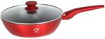 Grunberg Tigaie Wok din aluminiu Grunberg GR6328, 28 cm, capac sticla, interior marmorat, compatibila inductie