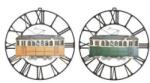 DEKODONIA Ceas de Perete DKD Home Decor Metal Verde Galben Vintage Tren (49, 5 x 3, 5 x 48 cm) (2 Unități)
