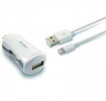 Ksix Încărcător USB pentru Mașină + Cablu Lightning MFi KSIX 2.4 A Alb