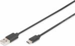 ASSMANN 300154 USB-A apa - USB-C apa 2.0 Adat és töltő kábel - Fekete (1m) (AK-300154-010-S)