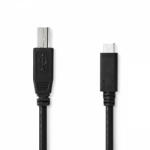 Nedis USB kábel | USB 2.0 | USB-C Dugasz | USB-B Dugasz | 480 Mbps | Nikkelezett | 1.00 m | Kerek | PVC | Fekete | Label (CCGL60650BK10)