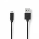 Nedis USB kábel | USB 2.0 | USB-A Dugasz | USB Micro-B Dugasz | 11 W | 480 Mbps | Nikkelezett | 2.00 m | Kerek | PVC | Fekete | Label (CCGL60500BK20)
