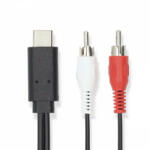 Nedis USB-C Adapter | USB 3.2 Gen 1 | USB-C Dugasz | 2x RCA Dugasz | 1.00 m | Kerek | Nikkelezett | PVC | Fekete | Label (CCGL64240BK10)