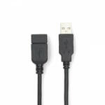 Nedis USB kábel | USB 2.0 | USB-A Dugasz | USB-A Aljzat | 480 Mbps | Nikkelezett | 3.00 m | Kerek | PVC | Fekete | Label (CCGL60010BK30)