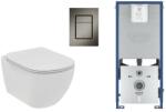 Ideal Standard Set WC Ideal Standard Tesi, suspendat, cadru/clapeta Grohe, Rimless, SoftClose, mat, alb/grafit, T536001-2ST (T536001-2ST)