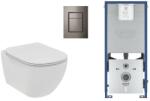 Ideal Standard Set WC Ideal Standard Tesi, suspendat, cadru/clapeta Grohe, Rimless, SoftClose, lucios, alb/grafit, T536001-7ST (T536001-7ST)