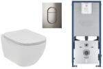 Ideal Standard Set WC Ideal Standard Tesi, suspendat, cadru/clapeta Grohe, Rimless, SoftClose, lucios, alb/grafit, T536001-6ST (T536001-6ST)