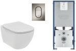 Ideal Standard Set WC Ideal Standard Tesi, suspendat, cadru/clapeta Grohe, Rimless, SoftClose, mat, alb/grafit, T536001-4ST (T536001-4ST)