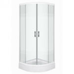 Kerra XENIA White 80x80 cm íves tolóajtós zuhanykabin 5 mm biztonsági üveggel, zuhanytálcával, fehér kerettel, 180 cm magas (XENIA80)