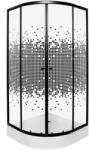 Kerra Pixel Black 80x80 cm íves tolóajtós zuhanykabin 4 mm biztonsági üveggel zuhanytálcával, fekete kerettel, 183 cm magas (PIXEL-80-BL-Z-BR-PL)