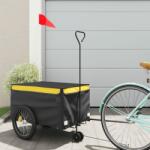 vidaXL fekete-sárga vas kerékpár-utánfutó 30 kg (94099)