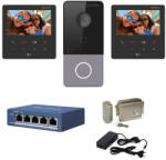 Hikvision Kit complet videointerfon IP Hikvision pentru 1 familie, 2 posturi de interior 4.3 inch