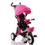 BYOX FLEXY LUX Pink szülőkormányos tricikli Forgatható, dönthető üléspozíció, összecsukható váz, gumi kerék,