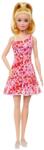 Mattel Barbie Fashionista barátnők stílusos divatbaba - piros-rózsaszín virágmintás ruhában (FBR37-HJT02)