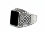 Ékszershop Fekete köves antikolt ezüst pecsétgyűrű (2160856)