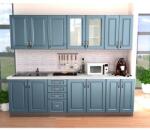 Spectral Mobila Bucatarie Zebra 2.6m MDF albastru - frezare dreptunghi