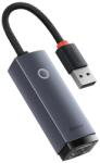 Baseus ADAPTOR RETEA Baseus Lite, USB 2.0 to RJ-45 Gigabit LAN Adapter, metalic, LED, gri "WKQX000113" (timbru verde 0.18 lei) - 6932172606077 (WKQX000113)
