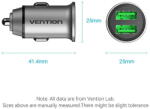 Vention ALIMENTATOR SmartPhone Auto Vention Two-Port USB A+A(18/18) Car Charger Gray Mini Style Aluminium Alloy Type, "FFAH0" (timbru verde 0.18 lei) (FFAH0) - vexio