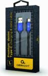 Gembird USB-A apa - Mikro USB 90° apa Adat és töltő kábel - Kék (1m) (CC-USB2J-AMMBML-1M-B)
