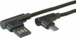 Roline USB-A 90° apa - MicroUSB-B 90° apa 2.0 Adat és töltő kábel - Fekete (1.8m) (11.02.8721-10)