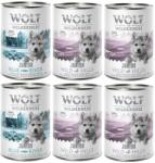 Wolf of Wilderness Wolf of Wilderness JUNIOR - Pachet mixt Wild Hills & Blue River 6 x 400 g: 4xRață vițel, 2xPui somon