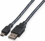 Roline USB-A apa - MiniUSB-B apa 2.0 Adat és töltő kábel - Fekete (0.8m) (11.02.8708-10)