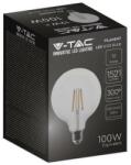 V-TAC Átlátszó LED izzó filament COG E27 G125 12.5W 6500K nagygömb - 217455