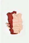 BabyCosy Set 2 body-uri fara maneci bebe unisex din bumbac organic si modal - Caramiziu/Somon, BabyCosy (Marime: 9-12 luni) (BC-CSYM11113-9) - babyneeds