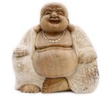 Ancient Wisdom Kézműves Buddha Szobor - 30cm Boldog - Fehér Súrolt