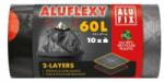 Alufix Kihúzható szemeteszsákok, 60 l / 10 db, 33my, LDPE 2 rétegű, 64 x 69 cm, szürke-fekete