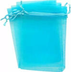  50 db víz kék organza ajándék tasak, húzózsinóros 13 x 18 cm (5995206013839)