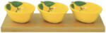 Easy Life Nuova R2S Sárga citrom porcelán tálkaszett 3db-os, bambusztálcán 25x9, 5cm, dobozban, Fleurs et Citrons