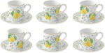 Easy Life Porcelán eszpresszócsésze+alj 6 személyes, 100ml, dobozban, Coffee Mania, Fleurs et Citrons (126FCIT)