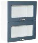 Spectral Mobila Corp superior vitrina 60 cu 2 usi orizontale Zebra MDF albastru drept
