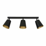 Emibig Plafoniera moderna liniara neagra cu interior auriu si 3 becuri Prism (406/3)