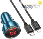 hoco. autós töltő USB QC 3.0 + Type C + kábel Type C - Type C PD 48W Leader Z50 fémszürke (G593009)