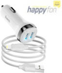 hoco. autós töltő 2x USB A + kábel USB A iPhone Lightning 8 tűs 2, 4A Z40 fehér (G596241)