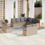 vidaXL Set canapele de grădină cu perne, 11 piese, bej, poliratan (3227767)