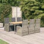 vidaXL Set mobilier de grădină cu perne, 7 piese, gri, poliratan (3157595) - comfy