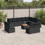 vidaXL Set mobilier de grădină cu perne, 13 piese, negru, poliratan (3256258)