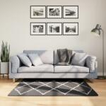 vidaXL Covor pufos cu fire înalte, negru și crem modern, 120x120 cm (375409) Covor