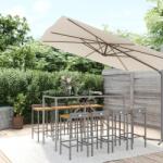 vidaXL Set bar pentru grădină, 9 piese, gri, poliratan/lemn acacia (3187681) - comfy