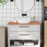 vidaXL Blat de baie, 100x50x2, 5 cm, lemn masiv de fag (356002)