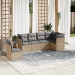 vidaXL Set canapele de grădină cu perne, 6 piese, bej, poliratan (3249538)
