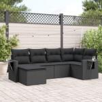 vidaXL Set mobilier de grădină cu perne, 6 piese, negru, poliratan (3252792)